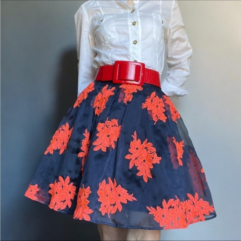 Anthro Maeve Pome Blossom Tulle Skirt Full Embroidered Floral Balletcore 2